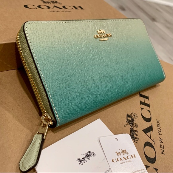 Coach Green Ombre Accordion Zip Around Wallet - Picture 8 of 8